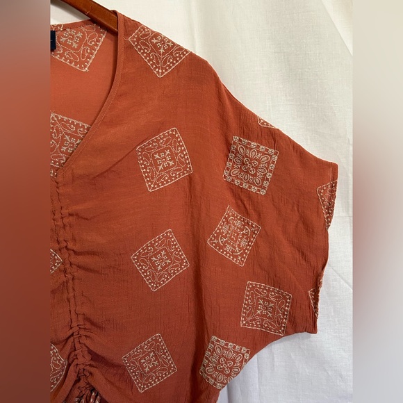 Daytrip - Rust/Terracotta Boho Geometric Blouse - Picture 7 of 12